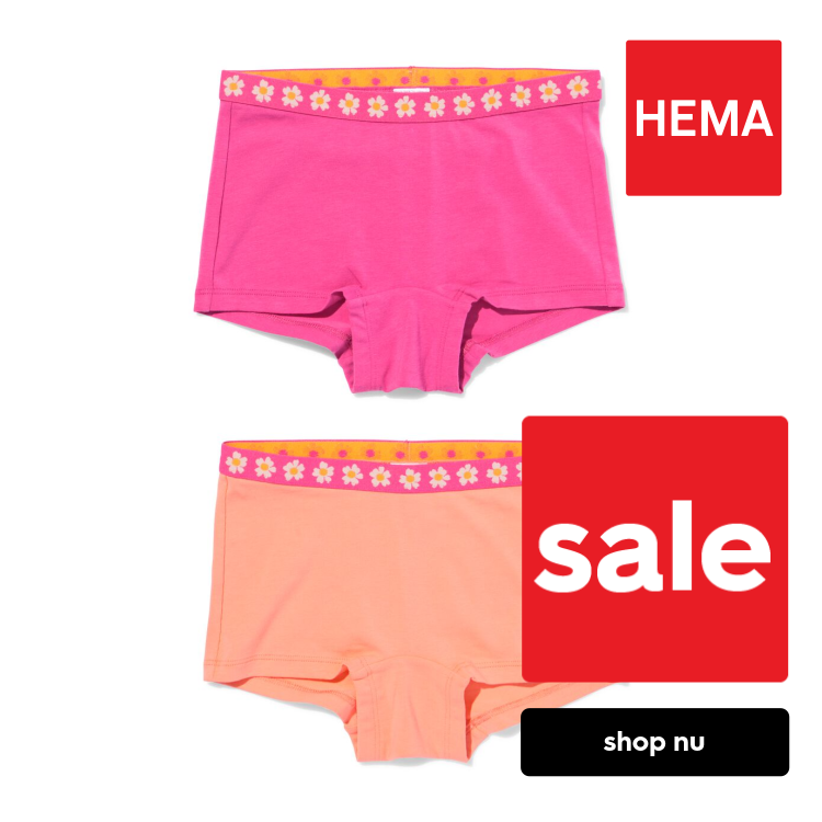 HEMA Kinderhipsters bloemen - 2 stuks perzik (perzik)