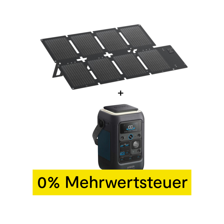 Anker SOLIX Offgrid-Set - mit faltbarem Solarpanel PS60 (60W) + tragbarer Powerstation C300X DC - Schwarz