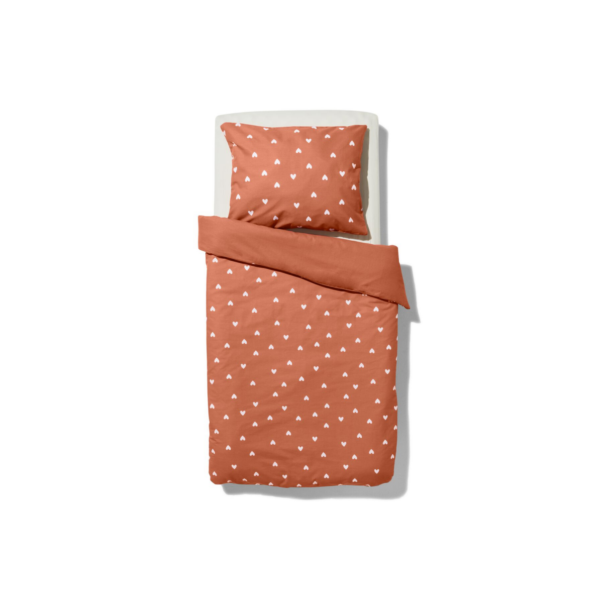 HEMA HEMA Peuterdekbedovertrek 120x150cm Zacht Katoen Hartjes (terra)