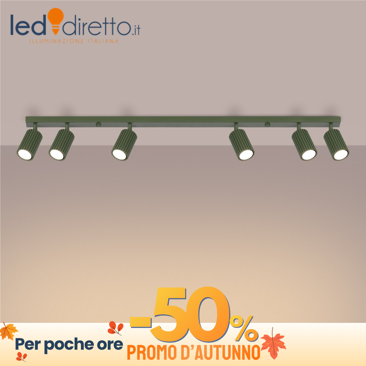 Sollux Verde/Bianca/Beige Applique Da Soffitto Karbon 6L In Alluminio 6Xgu10