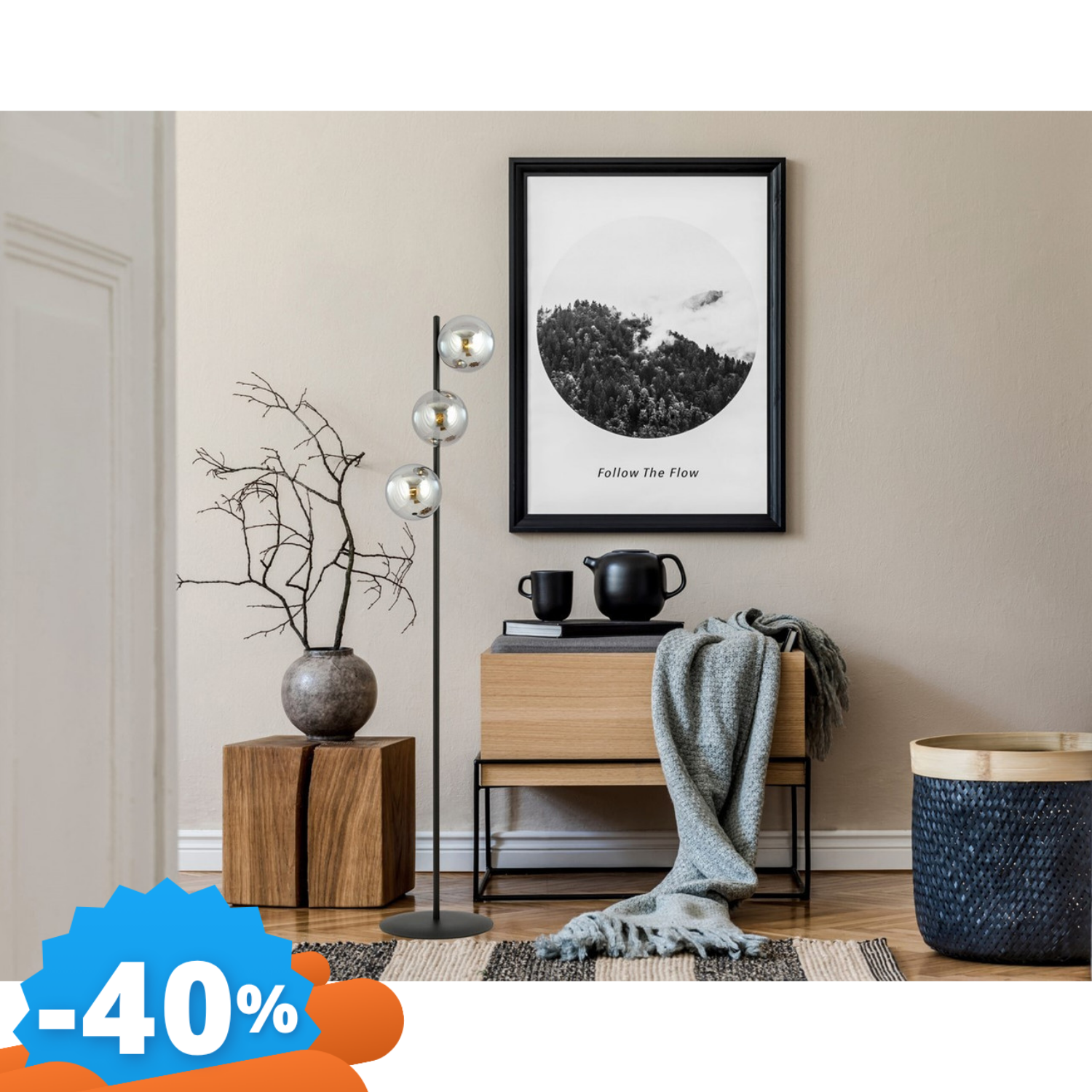 Emibig Lighting Rossi Piantana In Acciaio Lp3 Grafite/Miele/Trasparente 3Xe14