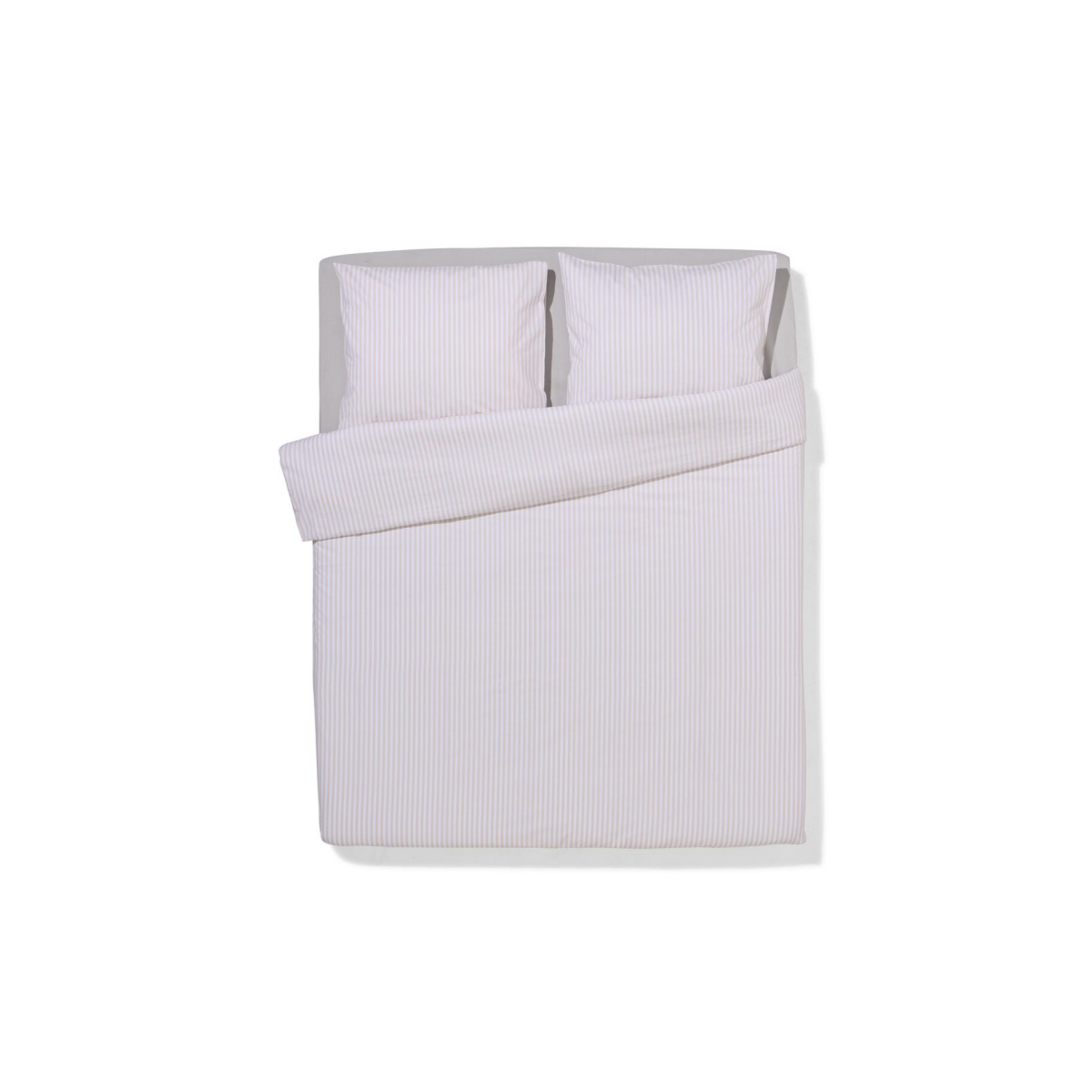 HEMA HEMA Dekbedovertrek 200x200/220cm Zacht Katoen Strepen Beige (beige)