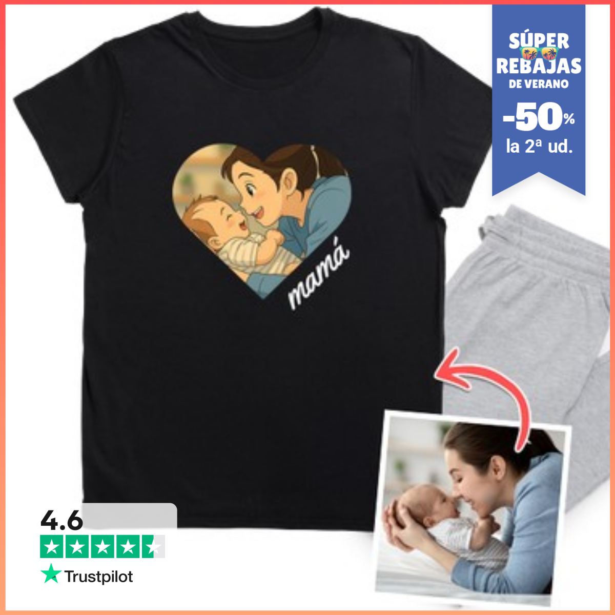 Pijama Efecto Anime Corazón Mamá Foto Personalizada LaTostadora