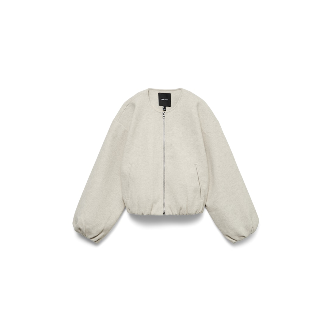 Vero Moda Damen Weiß Strukturierte Bomberjacke Ohne Kragen In Creme-Melange - Bild 2