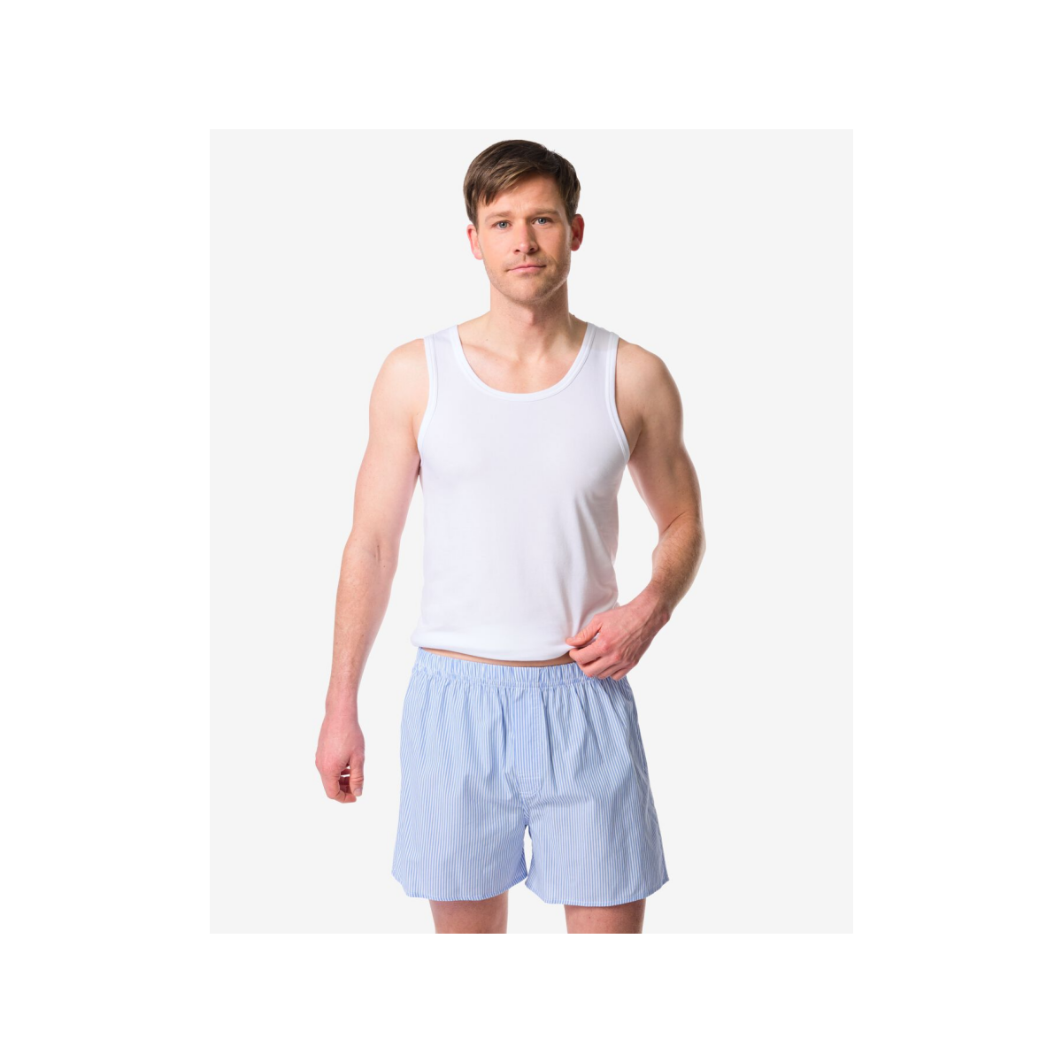HEMA Losse herenboxer strepen lichtblauw (lichtblauw)