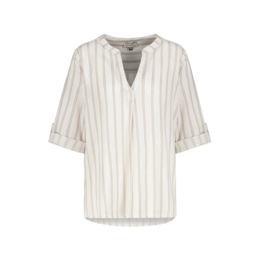 Eight 2 Nine - Damen Langarmbluse - stripes: white-light sand - Größe: L - bei Tara-M