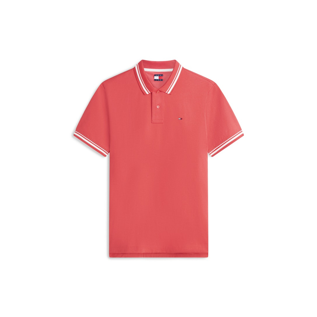 Tommy Jeans Herren Rot Poloshirt "Tjm Regular Tipped", Gr. L, Anthem Jersey, Obermaterial: 100% Baumwolle, Regular Fit Normal, Rundhals, Eingeset... - Bild 3