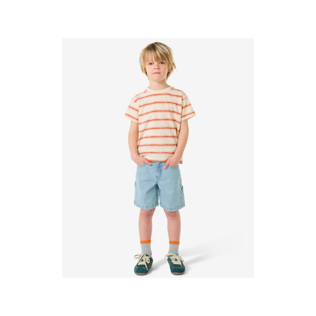 HEMA Kindershort regular fit strepen blauw (blauw)
