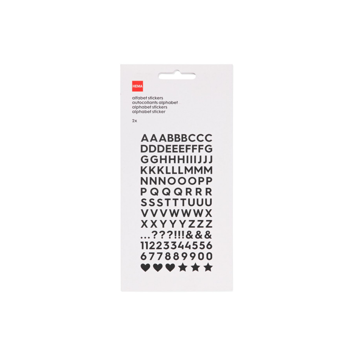 HEMA Stickers alfabet zwart 19.5x10.5 - 2 vel