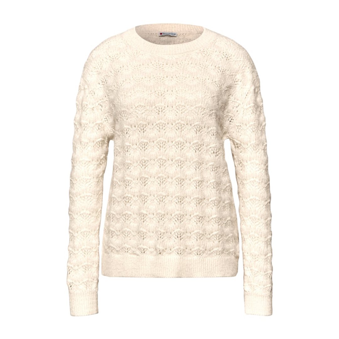 Street One Pullover Struktur Rundhalsausschnitt Polyester-Polyacryl Soft Beige