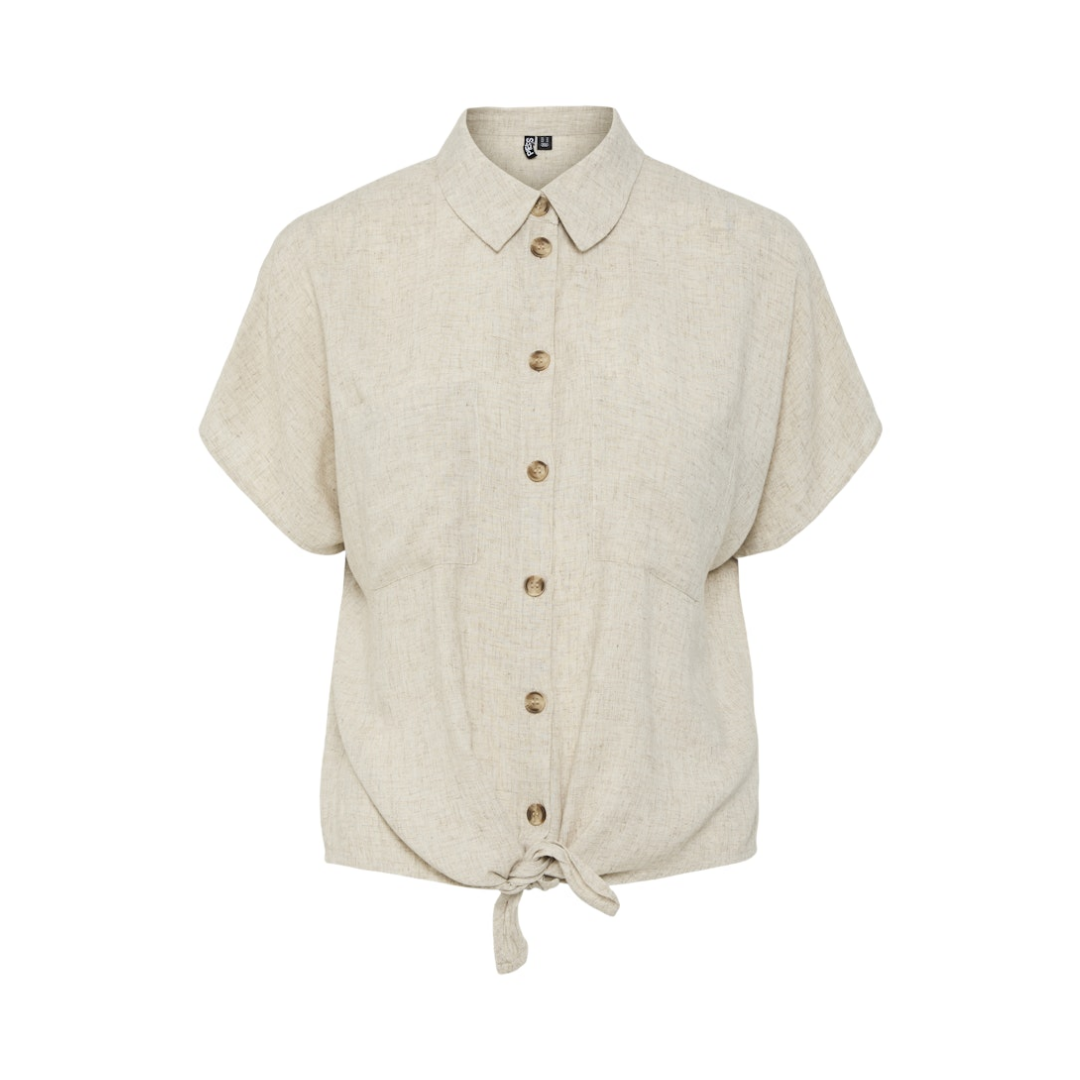 Pieces - Damen Kurzarmbluse - Birch-MELANGE - Größe: M - bei Tara-M