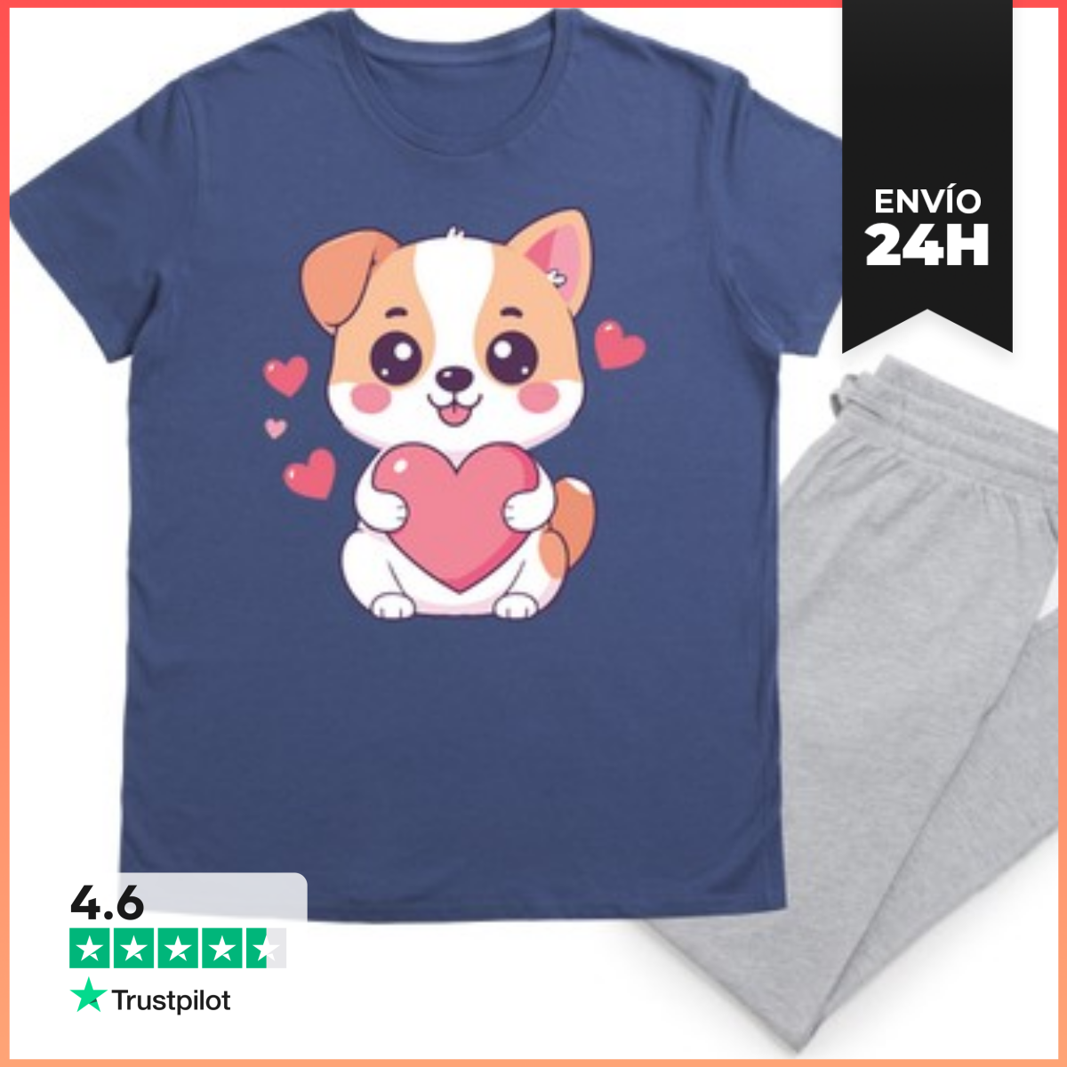 Pijama Perro Kawaii Con Corazón LaTostadora