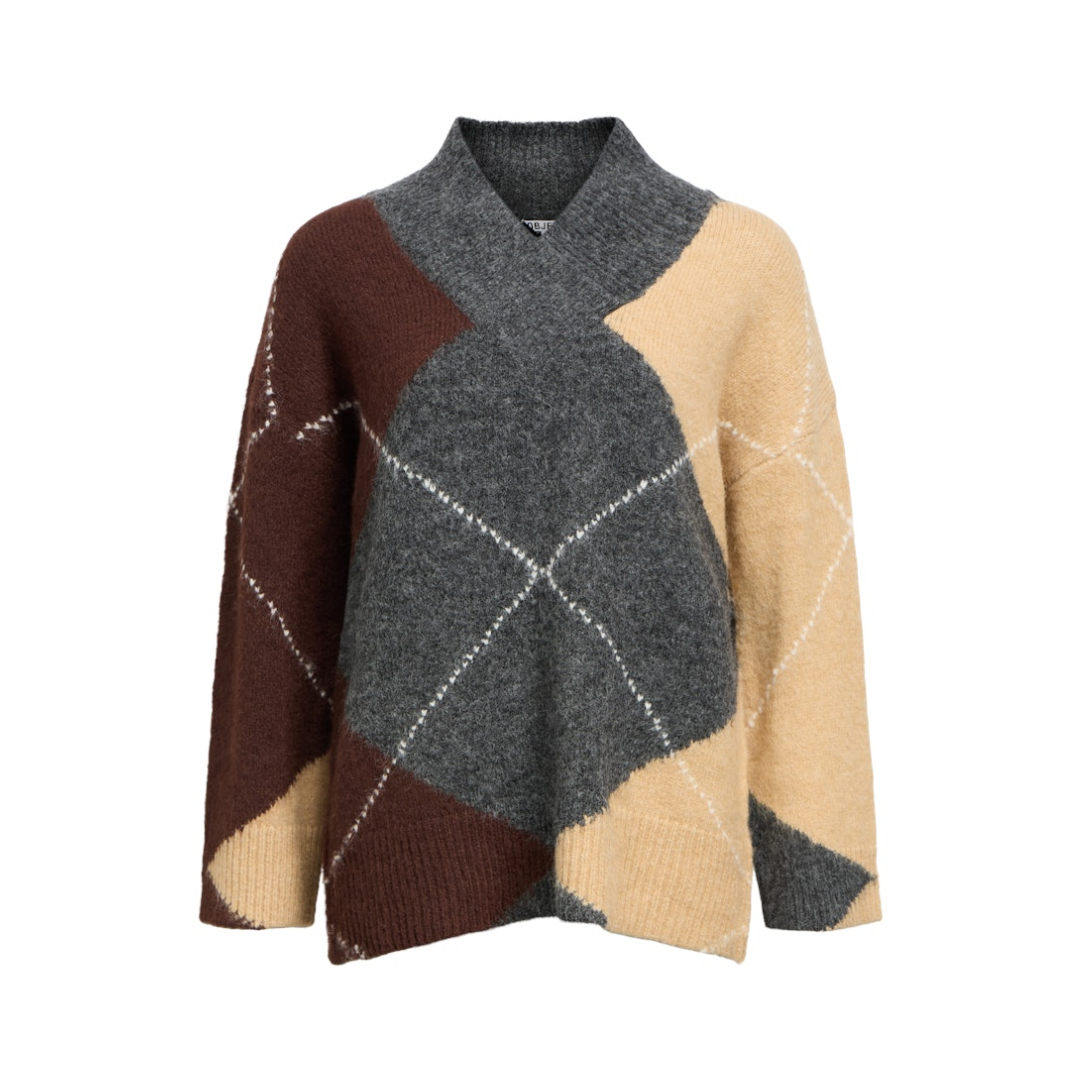 Object Pullover OBJZENA KNIT Polyester-Nylon-Wolle Grau