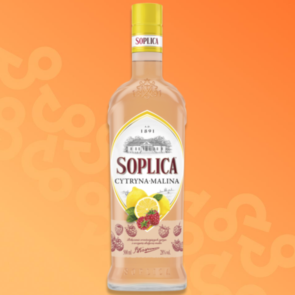 Bottle of Soplica Cytryna Malina lemon raspberry 50 cl