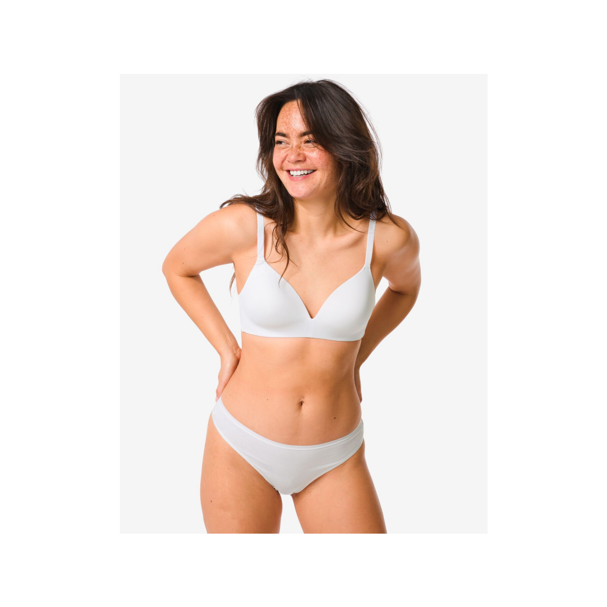 HEMA Damesstring katoen - 2 stuks wit (wit)