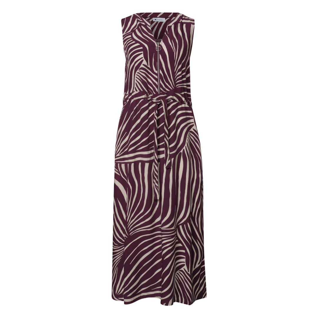 Street One Midi-Kleid Split Neck Zipper Viskose Rot