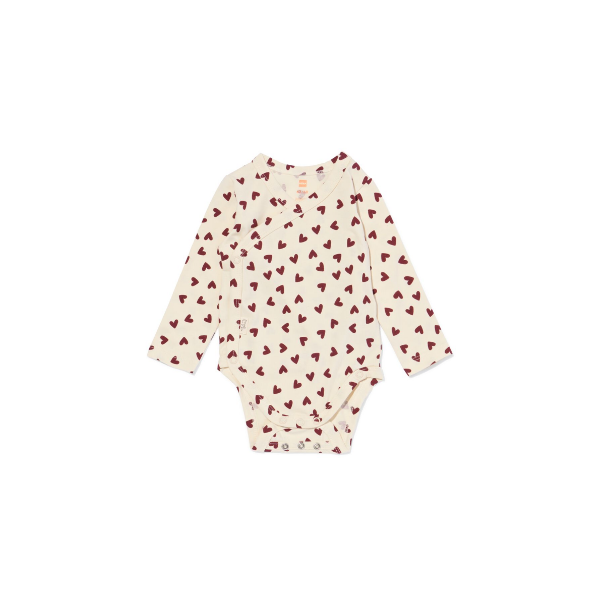 HEMA HEMA Newborn Meegroei Overslagomper Hartjes Ecru (ecru)