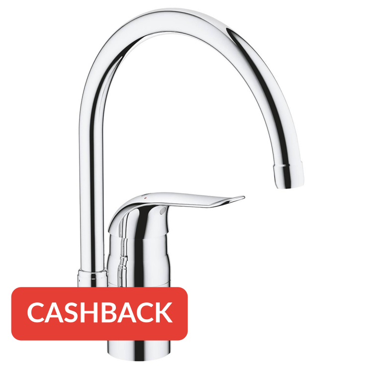 Grohe Eurosmart Care keukenkraan hoog met hendel 12 cm chroom