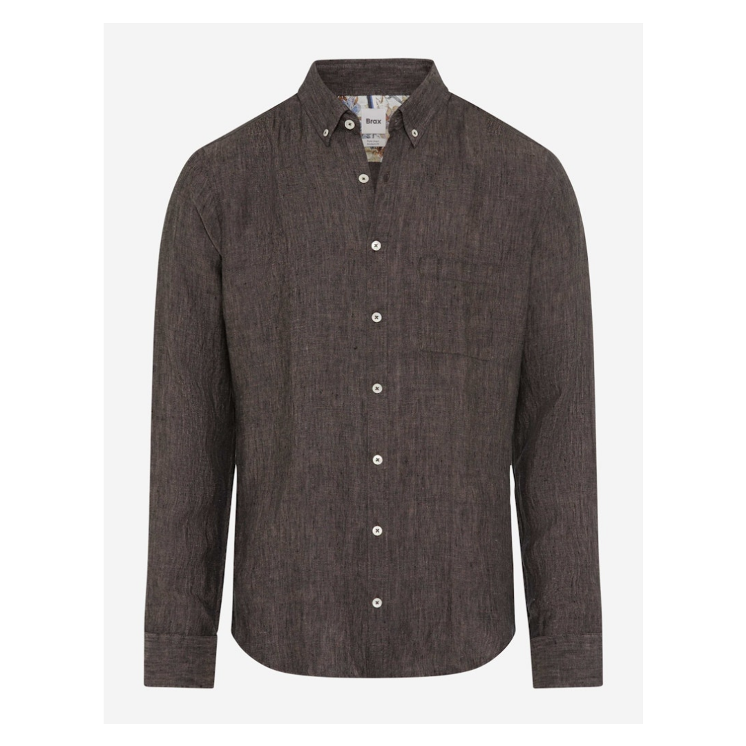 BRAX Hemd Langarm Leinen Braun