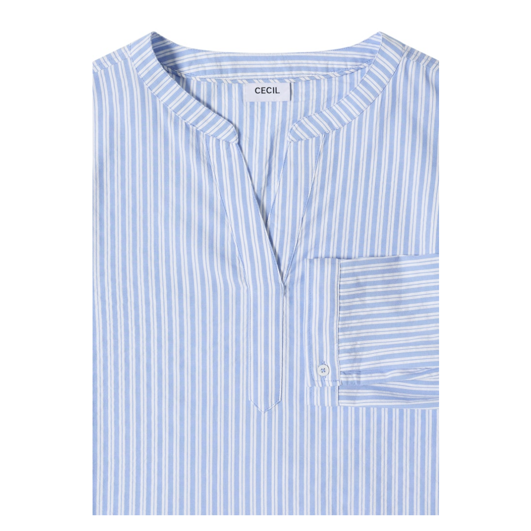 cecil Bluse Langarm Seersucker Baumwolle-Modal Blau