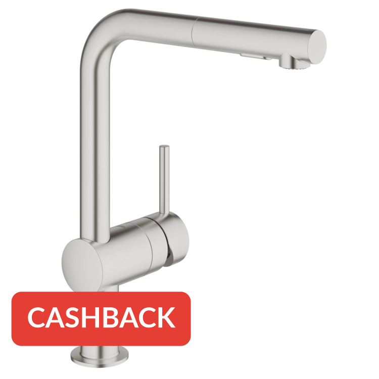 Grohe Minta keukenkraan met uittrekbare handdouche dualspray supersteel