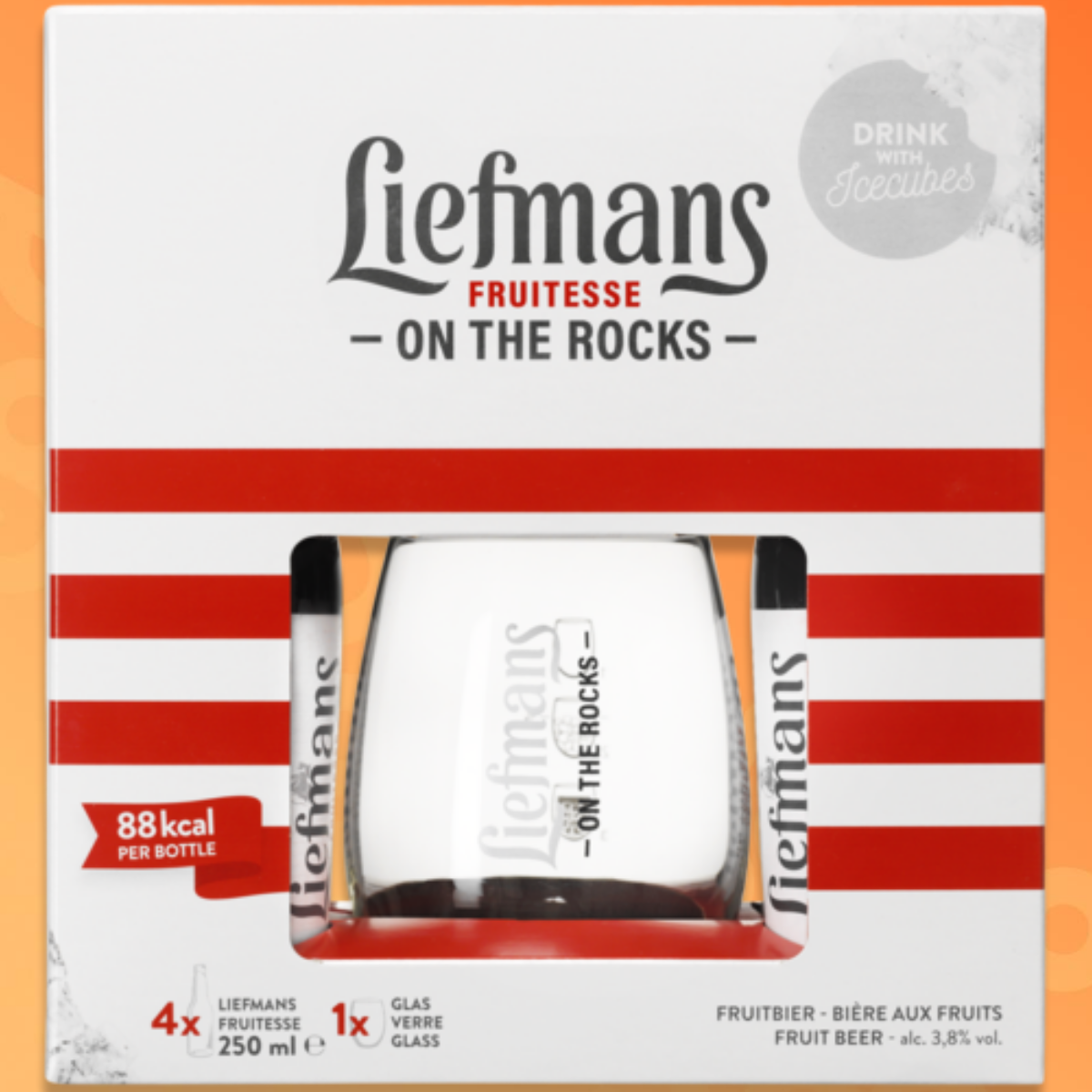 Liefmans gift pack with four bottles and a glass
