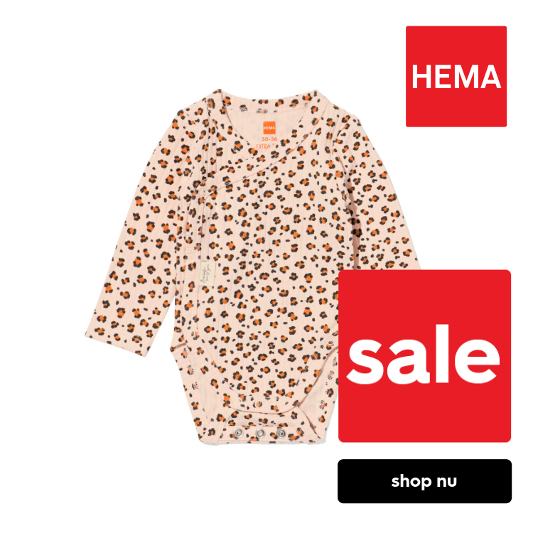 HEMA Newborn meegroei overslagromper rib dieren zalmroze (zalmroze)