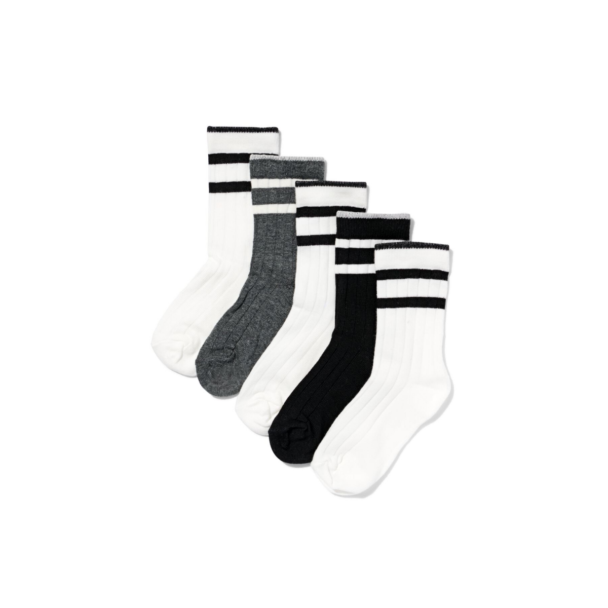 HEMA Kindersokken met katoen rib strepen - 5 paar wit (wit)