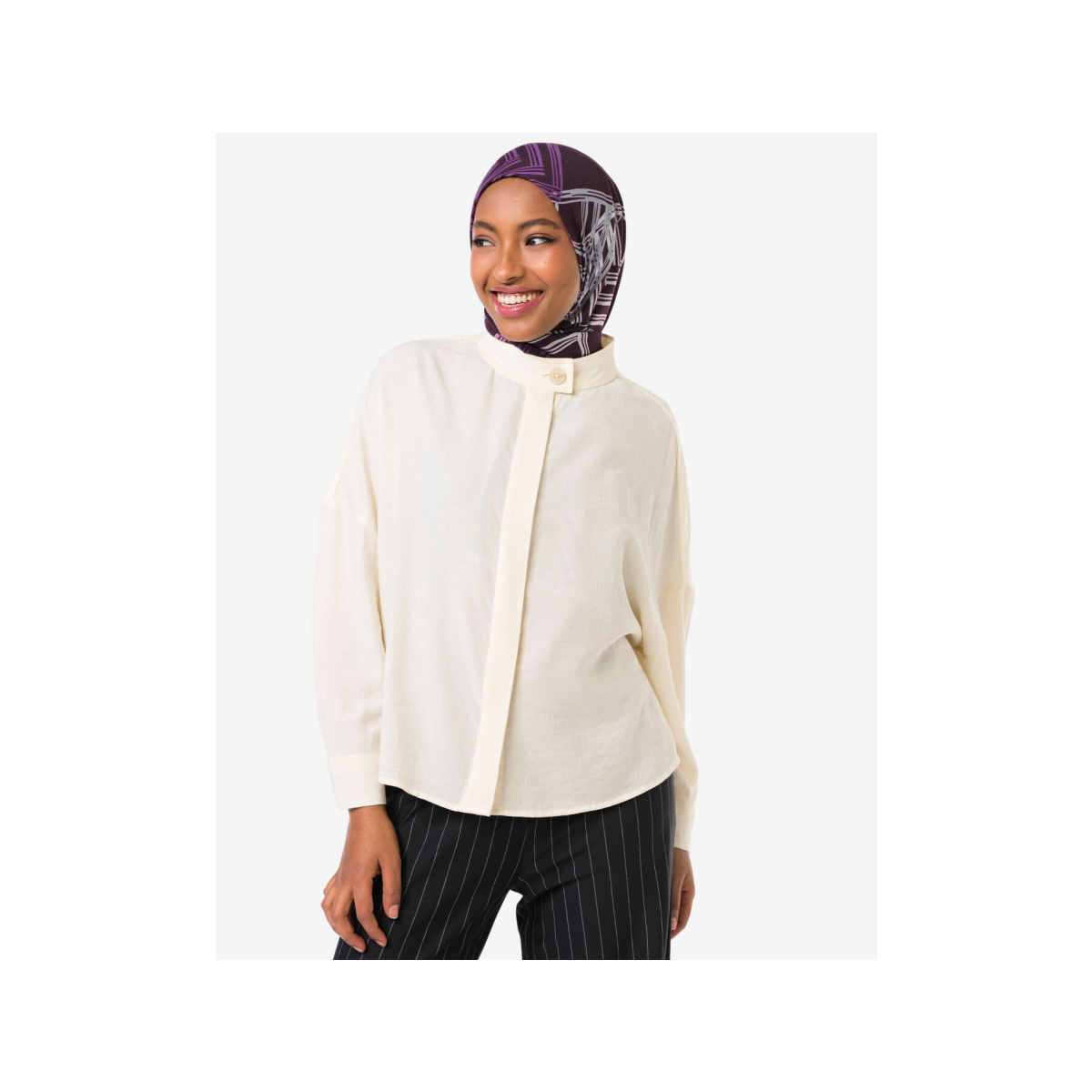 HEMA Damesblouse Senna ribbel gebroken wit (gebroken wit)