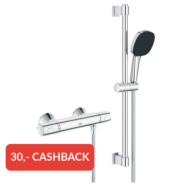 Grohe QuickFix Precision Trend thermostatische doucheset 15cm met 3 straalsoorten chroom
