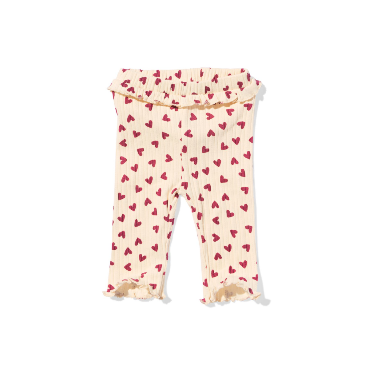 HEMA Newborn legging rib hartjes ecru (ecru)