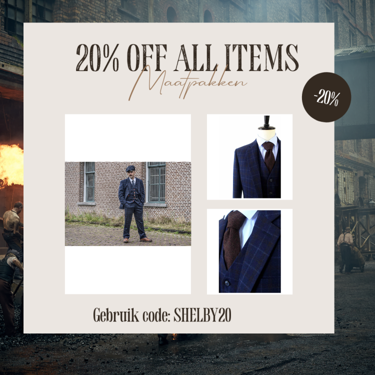 Maatpak Voor Heren | 3-delig Pak | Marineblauw Overcheck Twill | Arthur Shelby | Peaky Blinders | Peaky Blinders