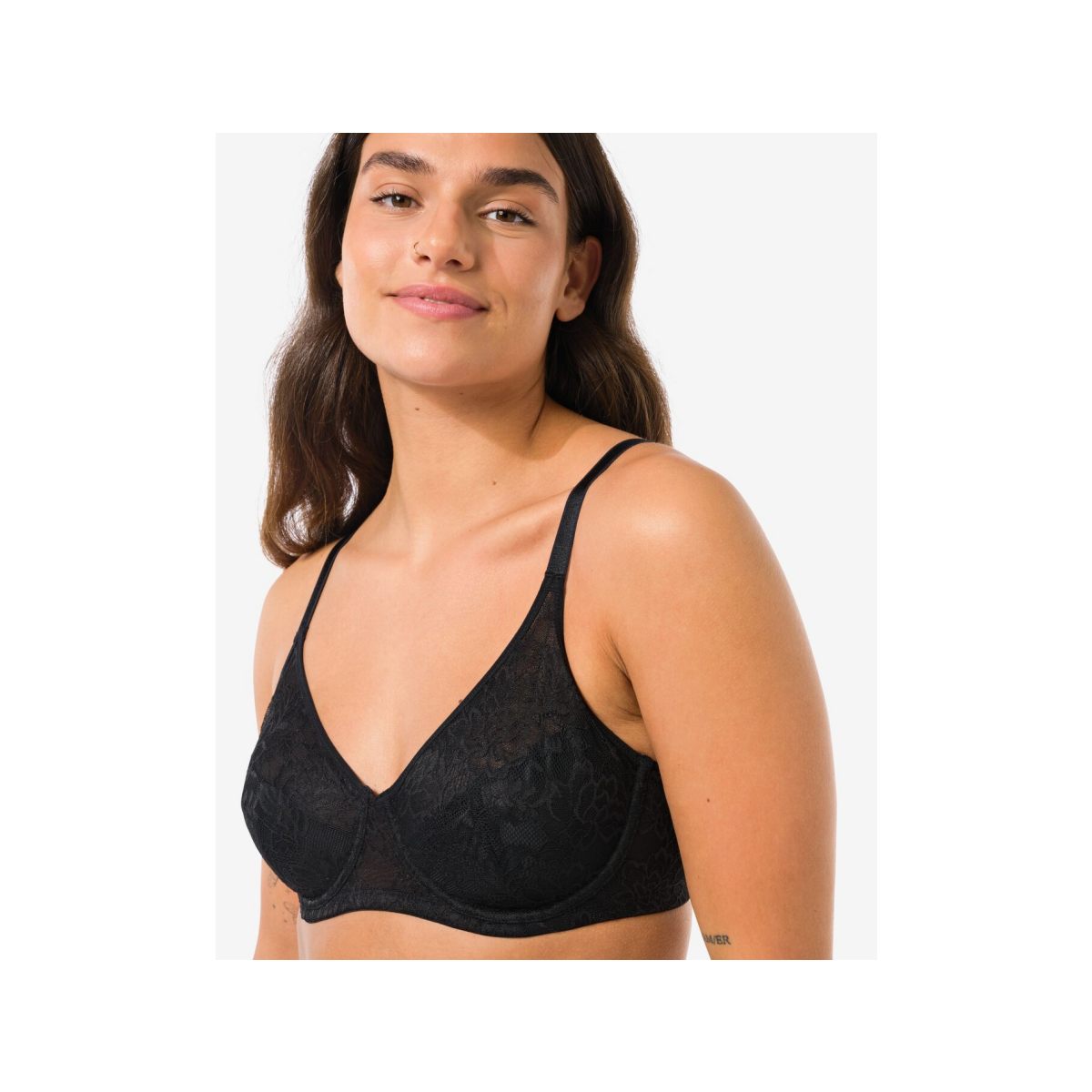 HEMA Niet voorgevormde kanten bh met beugel zwart (zwart)