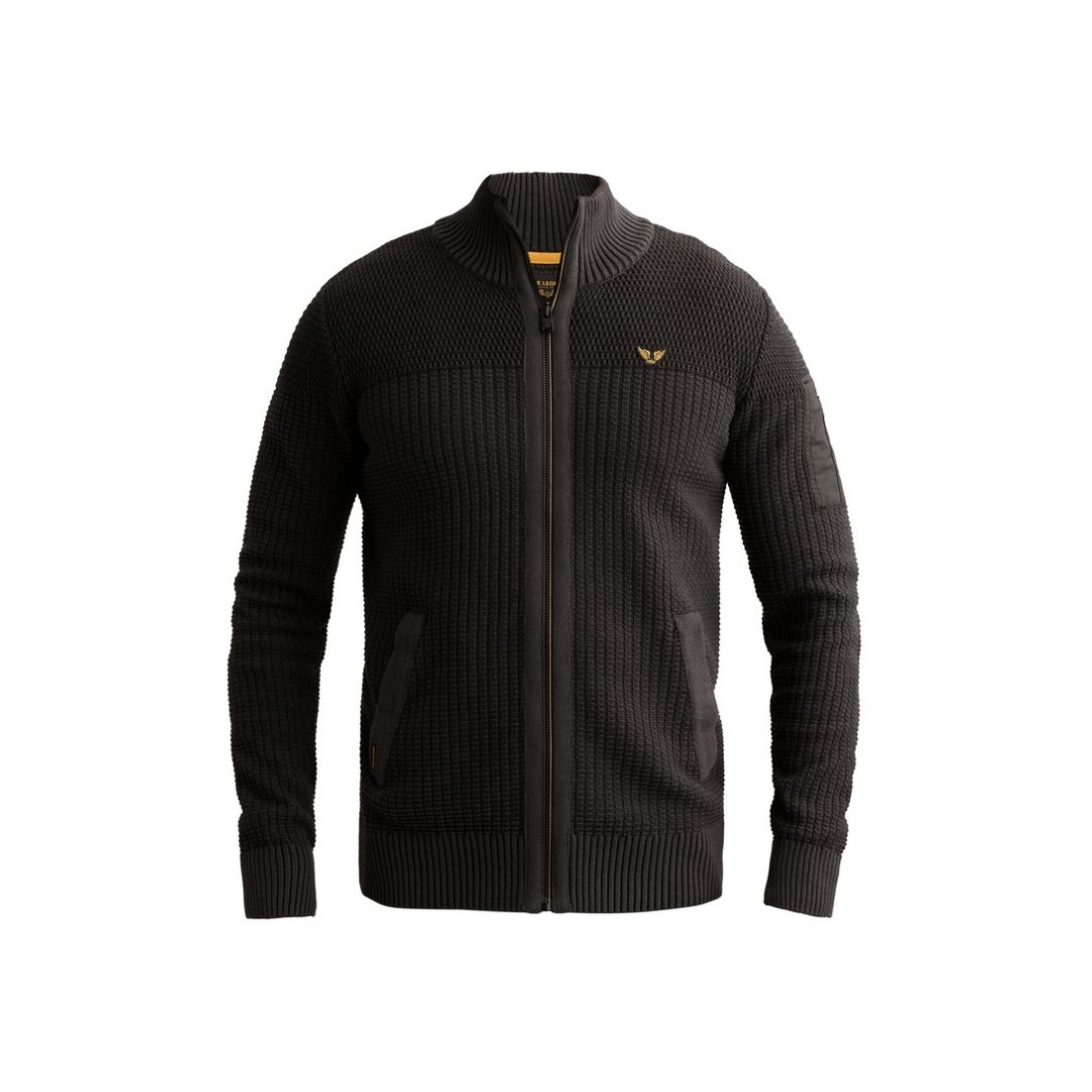 PME Legend Herren Strickjacke aus Baumwolle in Graphit Melange Größe L - Bild 5