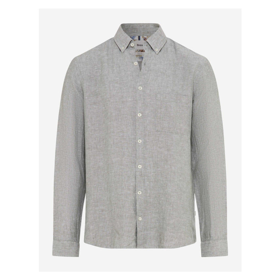 BRAX Hemd Langarm Leinen Hellblau