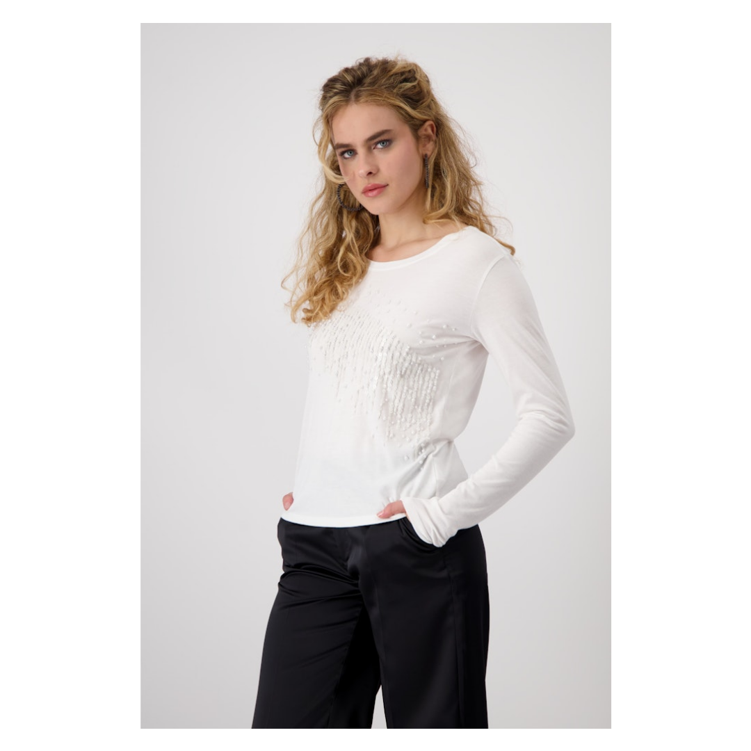 Monari - Damen Langarmshirt - Weiß - Größe: 42 - bei Tara-M