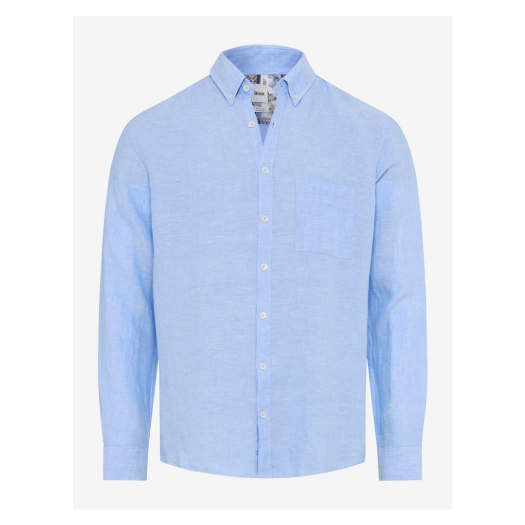 BRAX Hemd Langarm Leinen Hellblau