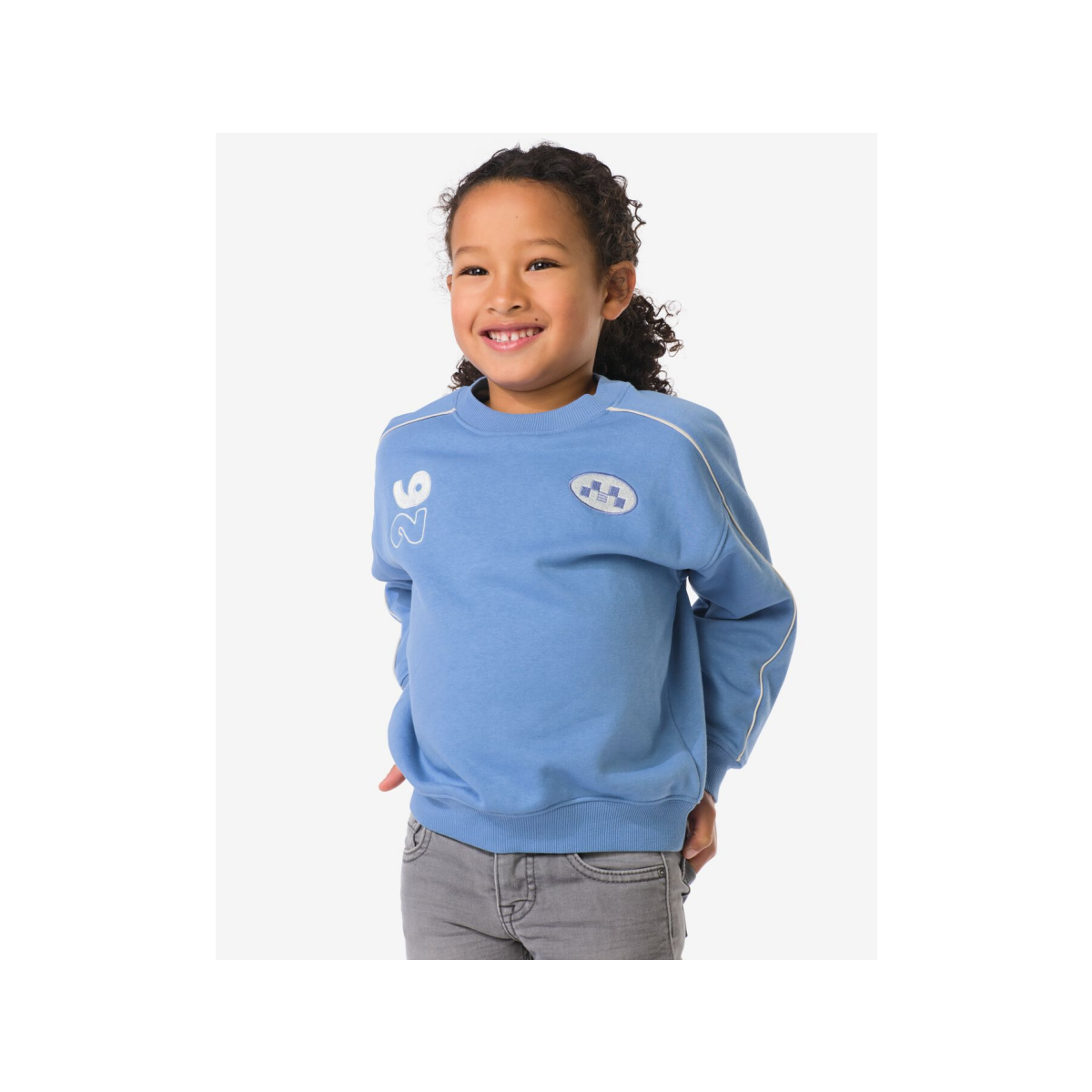 HEMA Kindertrui sweatstof tekst blauw (blauw)