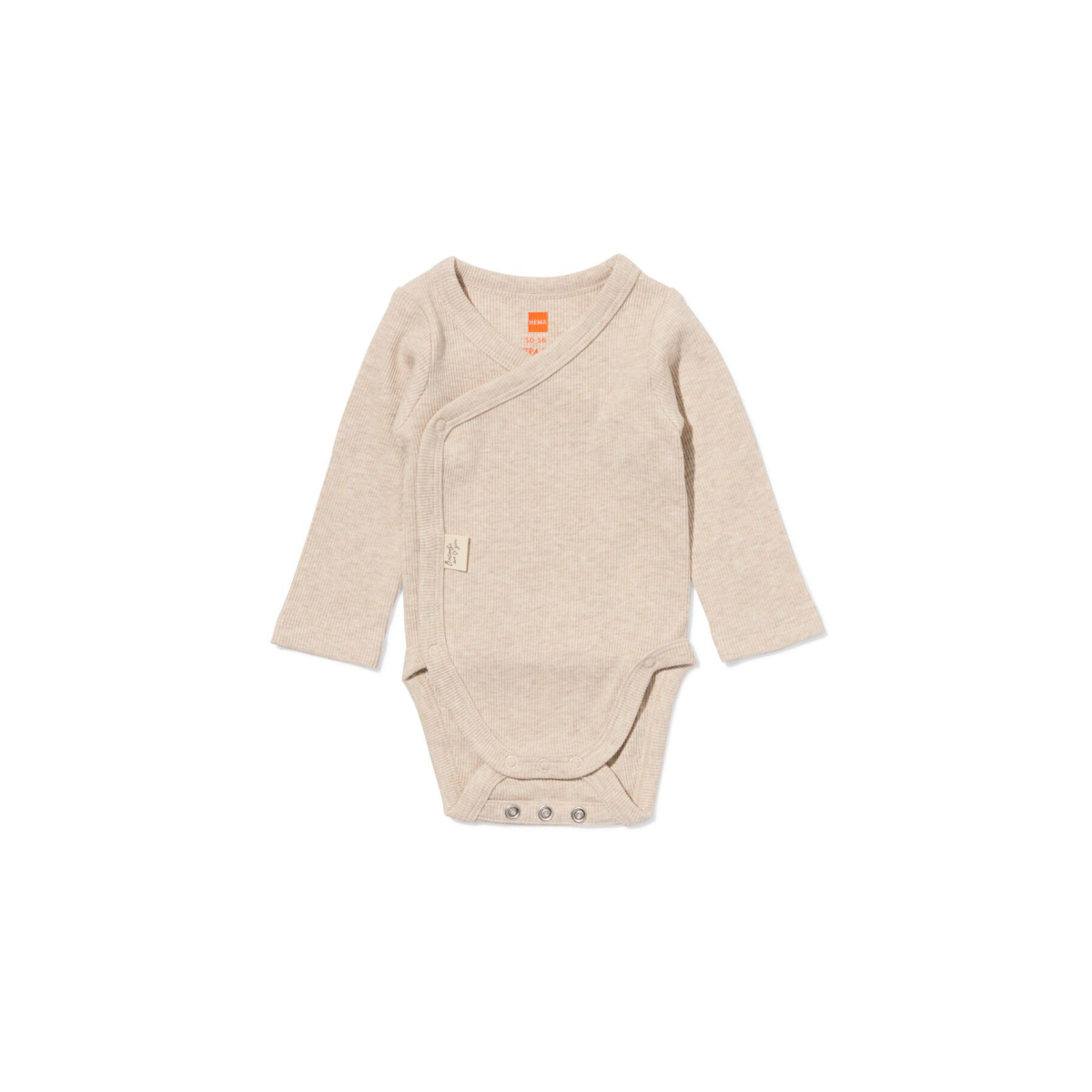 HEMA HEMA Newborn Meegroei Overslagromper LENZING™ ECOVERO™ Rib Zand (zand)