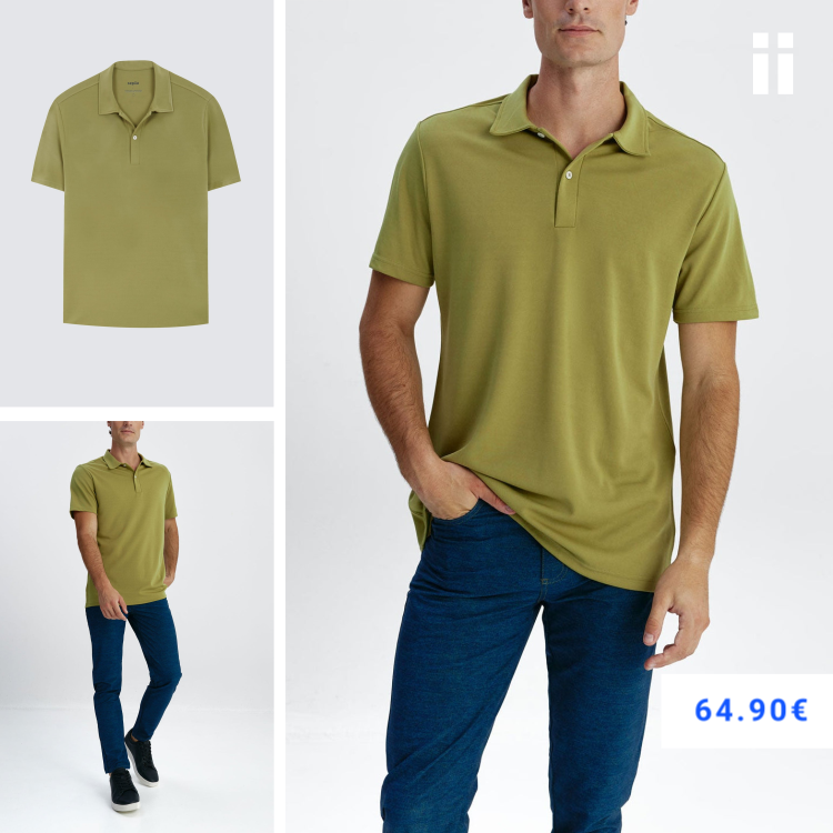 Polo verde manzana manga corta hombre