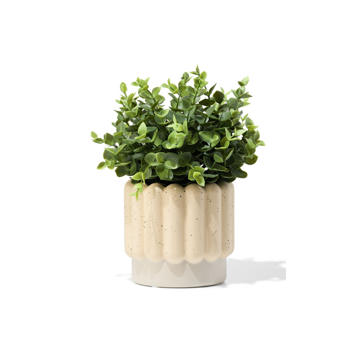 HEMA Bloempot ⌀13x12.5cm keramiek ribbels grijs (grijs)