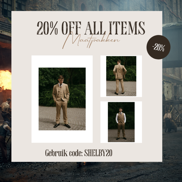 Maatpak Voor Heren | 3-delig Pak | Kaki | Kamgaren Wol | Lichtgewicht & Ademend | Peaky Blinders