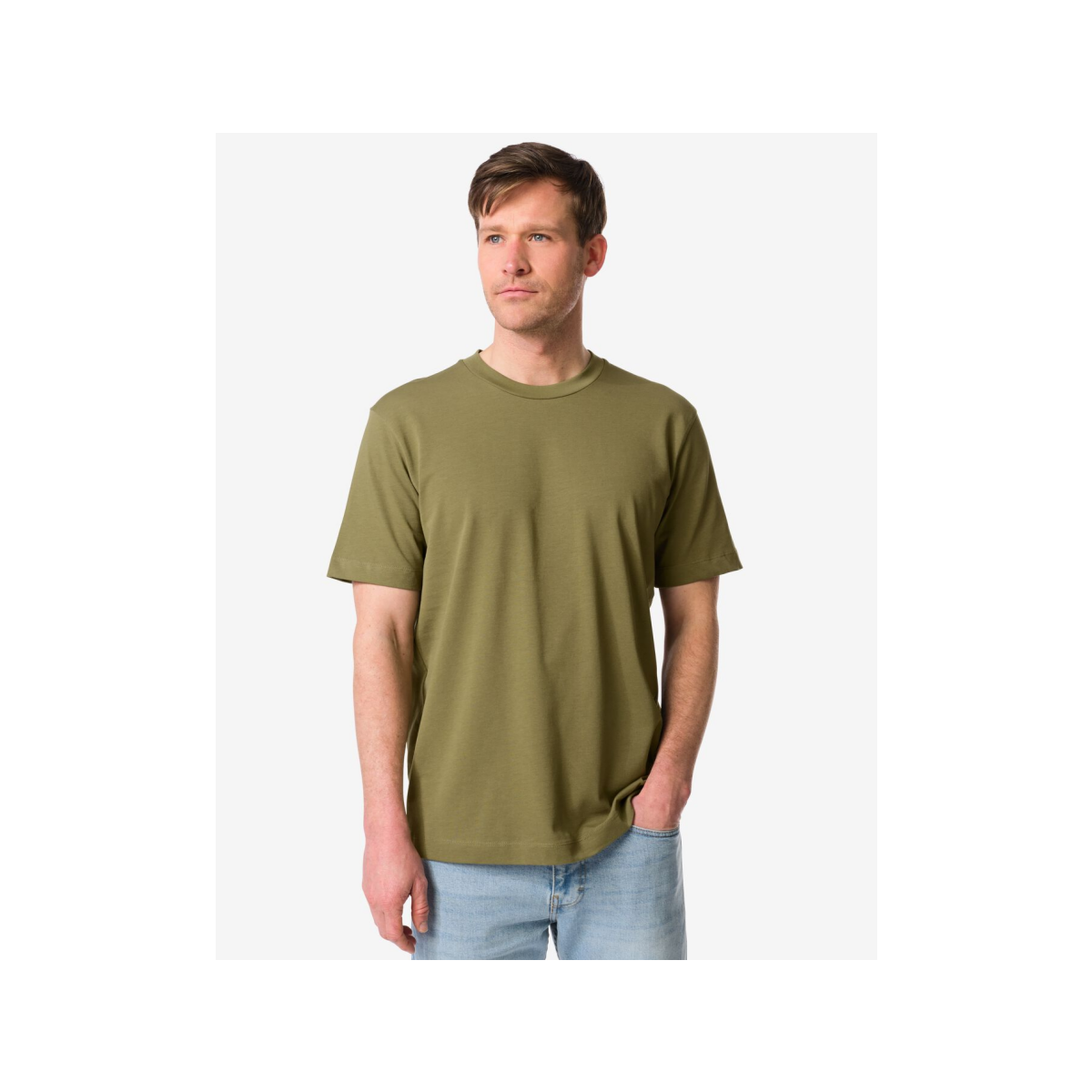 HEMA Heren T-shirt Elias jersey middengroen (middengroen)