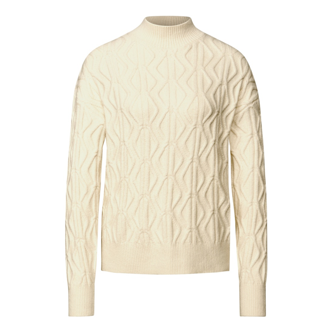STREET ONE STUDIO Pullover Turtleneck Strickmuster Baumwolle-Polyacryl-Polyester-Esasthan Soft Beige