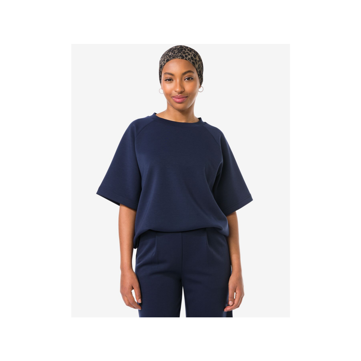 HEMA HEMA Dames T-shirt Elly Relaxed Fit Jersey Donkerblauw (donkerblauw)