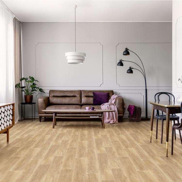 Rouleau 4m de sol PVC effet bois pose sans colle cognac scandi oak Gerflor - 3000 cm x 400 cm x 0.2 cm