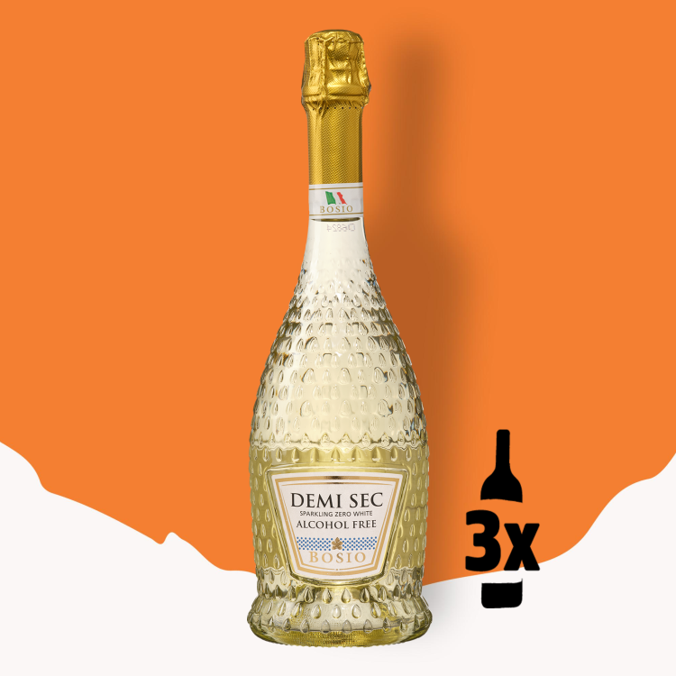 3 flessen Bosio Demi Sec Sparkling White 0.0% Probeerpakket