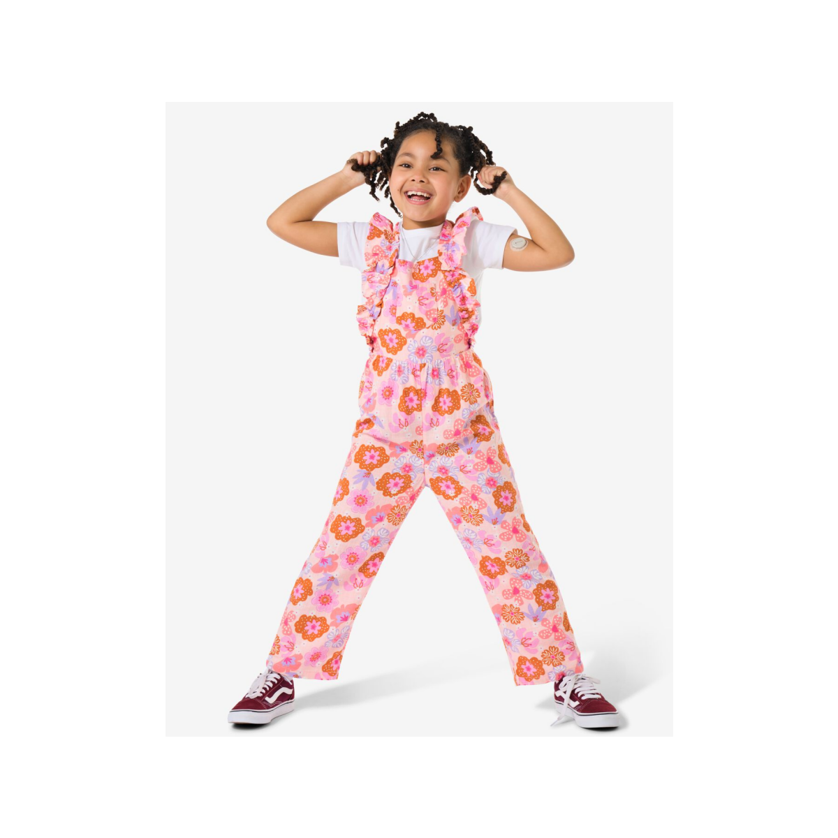 HEMA HEMA Kinderjumpsuit Bloemen Roze (roze)