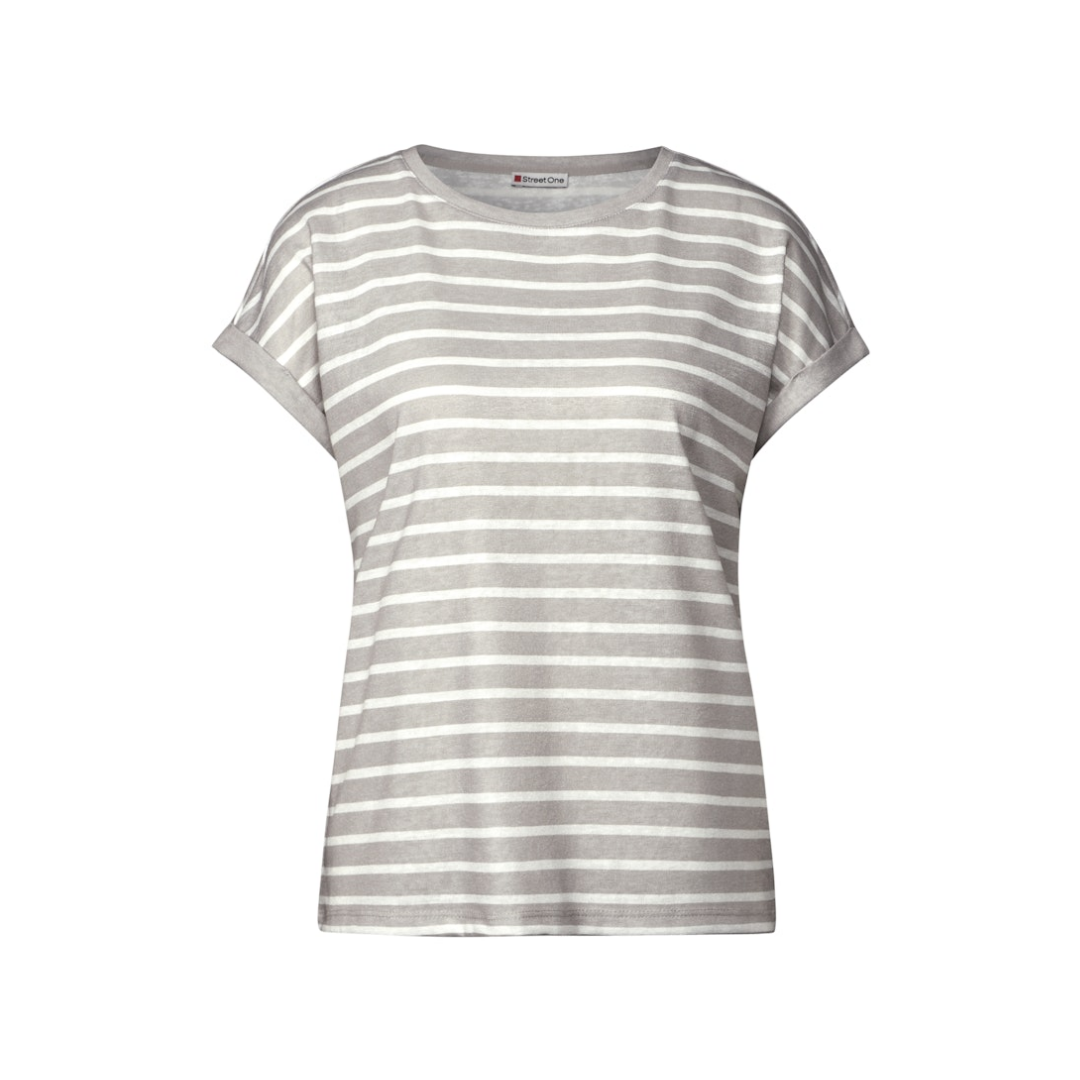 Street One - Damen T-Shirt - dark moonstone Beige - Größe: 40 - bei Tara-M