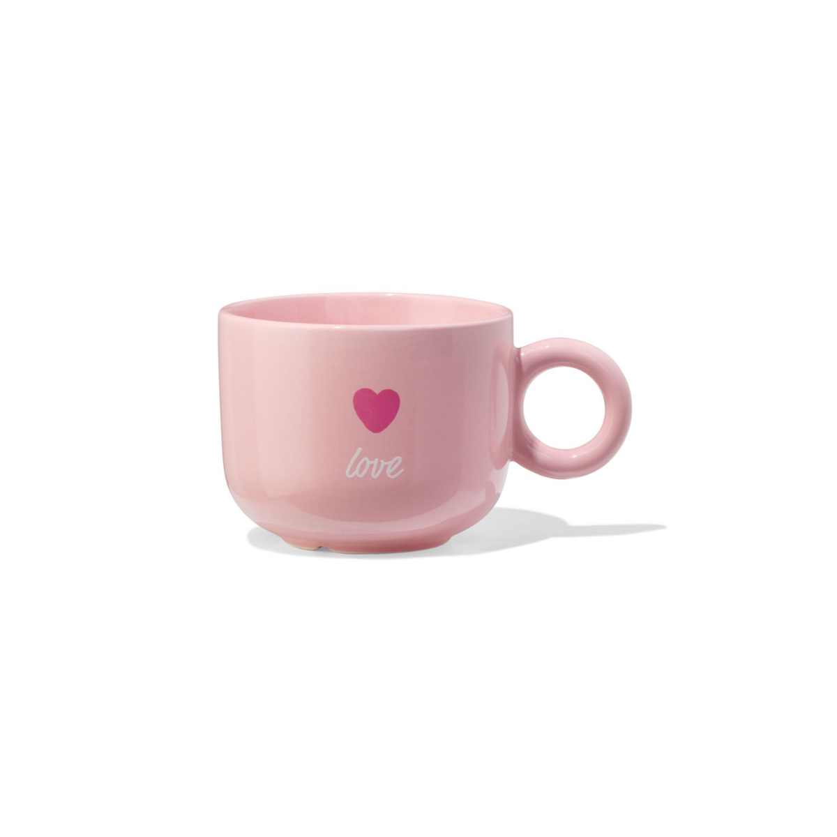HEMA Mok 480ml keramiek hartjes 'love' roze